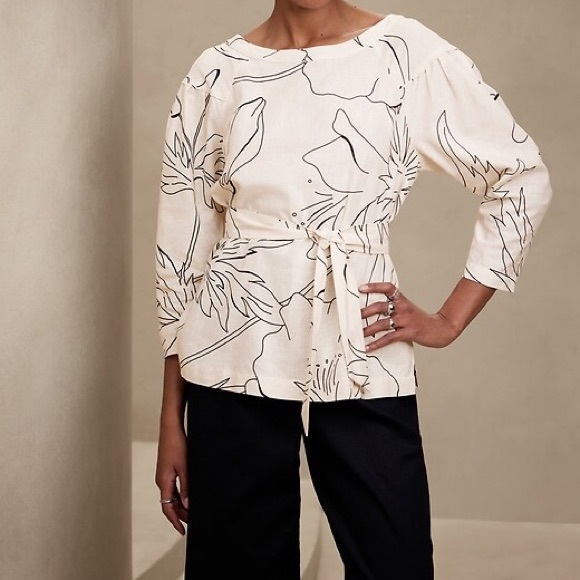 Banana Republic Linen Blend 3/4 Sleeve Blouse - Picture 1 of 9